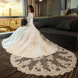 Modest 3/4 Sleeve Off the Shoulder A Line Lace Wedding Dresses OK642