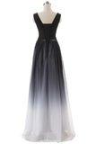 Real Beauty Gradient Chiffon Back Up Lace Prom Dress OK6