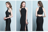 Charming Simple Style Long Sheath Sexy Cheap Black Prom Dress K703