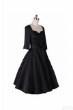 Formal Black Simple Vintage Dresses With Belt V14