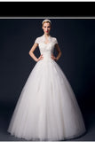 Back Up Lace High Neck Ball Gown Wedding Dresses W10