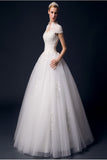 Back Up Lace High Neck Ball Gown Wedding Dresses W10