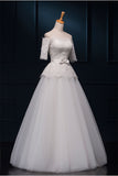 Elegant Big Puffy Lace Wedding Dresses With Sleeves W16