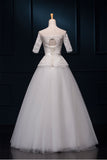 Elegant Big Puffy Lace Wedding Dresses With Sleeves W16