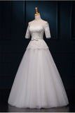 Elegant Big Puffy Lace Wedding Dresses With Sleeves W16