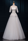 Elegant Big Puffy Lace Wedding Dresses With Sleeves W16