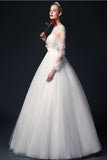 Handmade Puffy Long Sleeves Lace Wedding Dresses W19