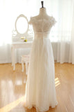 Elegant Long Chiffon Ivory Lace Wedding Dresses W2