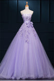 Strapless Long Purple Lace Big Wedding Dress With Bow W4