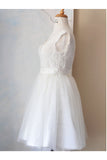 Elegant White Simple Lace V-neck Beach Wedding Dress W6