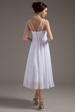 White Chiffon V-neck Open Back Beach Wedding Dresses W8