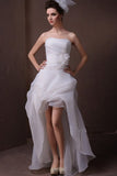 Short Front Long Back Strapless Beach Wedding Dresses W9