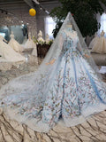 Stunning Light Blue Ball Gown Wedding Dress, Quinceanera Dresses OKJ98