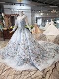 Stunning Light Blue Ball Gown Wedding Dress, Quinceanera Dresses OKJ98