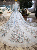 Stunning Light Blue Ball Gown Wedding Dress, Quinceanera Dresses OKJ98