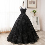 Vintage Ball Gown Lace Up Black Princess Prom Dress OK910