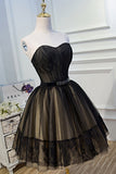 Black Lace Tulle Simple Homecoming Dress Pretty Short Party Dress OK916