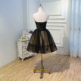 Black Lace Tulle Simple Homecoming Dress Pretty Short Party Dress OK916