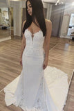 Elegant Sweetheart Sexy Mermaid Wedding Dress Lace Applique Bridal Dress OKW41