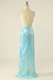 Lavender Sequin Sheath Long Prom Dress with Fringes Formal Evening Dress OK1635