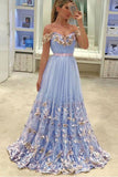 A Line Off Shoulder Lace Applique Evening Party Dress Sweet 16 Prom Dress OK1083