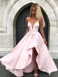 A-line Sleeveless Spaghetti Straps Long Pink Prom Dress Sweet 16 Prom Dress OKW82