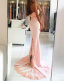 Sexy Backless Mermaid Satin Prom Dresses with Train,Long Open Back Evening Dress OK120