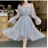 Long Sleeves Sequins Grey Knee Length Homecoming Dress Short Prom Dress OKY71