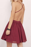 Burgundy Lace Homecoming Dresses,Spaghetti Straps Chiffon Short Prom Dress,Cheap Evening Dress OK353