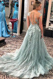 Illusion Neckine A Line Cap Sleeves Prom Dress Lace Appliques Formal Evening Gown OK1261