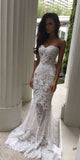 Charming White Lace Mermaid Sexy Sweetheart Sexy Long Beach Wedding Dress OK184