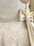 Ivory A-Line Spaghetti Straps Plus Size Wedding Dresses with Lace Appliques OKF94