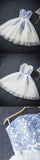 Strapless Sweetheart Appliques Tulle Homecoming Dress,Ivory Hoco Dresses,Short Prom Dresses OK301