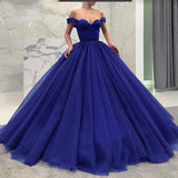 Stylish Poofy Ball Gown Off the Shoulder Prom Dress OKE58