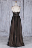 Chic Black Long Straps Tulle A Line Prom Dresses,Evening Dresses OK879