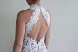 Mermaid Lace Unique Flowy Keyhole Back Long Wedding Dress OK800