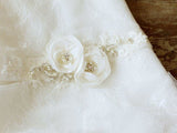 Flower Wedding Belt Lace Applique Floral Bridal Sashes with Pearls BS10