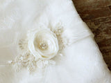 Ivory Floral Bridal Belt Applique Lace Applique Sashed Beaded Pearls BS11