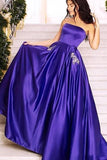 Gorgeous Strapless A-Line Purple Sleeveless Long Prom Dress OKN6