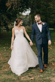 Simple A Line Sweetheart Strapless Long Tulle Wedding Dress OK1053