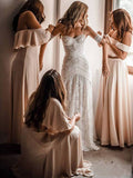 Ivory Lace Sheath Sweetheart Neck Boho Beach Wedding Dress N1403