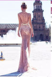 Mermaid Lace Long Prom Dresses, Elegant Bateau Evening Dresses OKG23