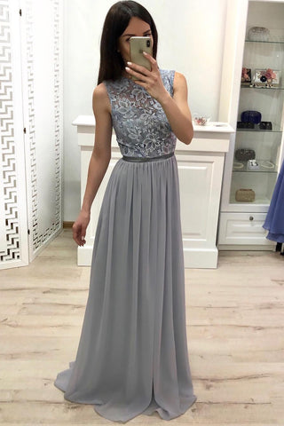 A Line Chiffon Long Prom Dress, Cheap Sleeveless Evening Dress OKJ18