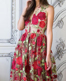 Red Floral Embroidery See Through Long Elegant Formal Prom Dress OKG89