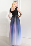 Elegant Gradient Chiffon V-neck Long Back Up Lace Prom Dresses K120