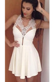 Simple White Chiffon Lace Sexy Real Made Cocktail Dress Homecoming Dress K446