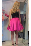 Simple Strapless Open Back Hot Pink Short Homecoming Dress K470