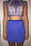 High Neck Beaded Two Pieces Mermaid Homecoming Dress K474