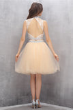 Elegant Beading Two Pieces Knee Length Cute Homecoming Dress K582