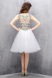 Nice White A-line Tulle Cute Homecoming Dress With Flower K586
